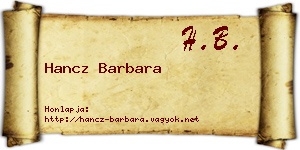 Hancz Barbara névjegykártya